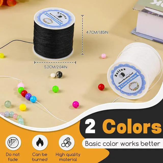 Alt view image 5 of 7 - 0.5mm Waxed Cord, White Beading Thread Friendship Bracelet String | 116 Yards String For Bracelet Making Waxed Necklace Cord String for Jewelry Making DIY Craft Supplies