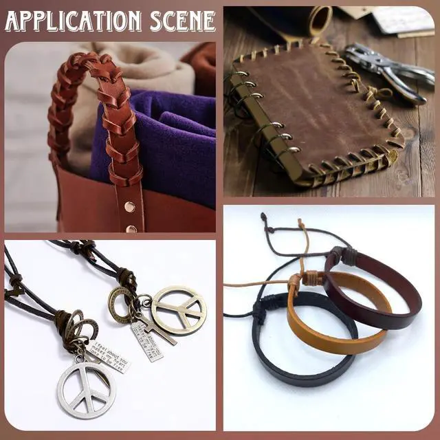 Alt view image 5 of 7 - 10 Yards 3mm Flat Cowhide Leather DIY Cord Rope Genuine Leather Strap Braiding Strip Thread String Lace Cording for Necklace Bracelets Jewelry Making Crafting Wraps Beading(Black)