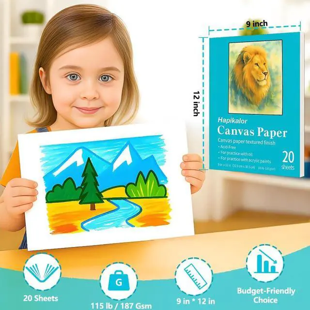 Alt view image 3 of 7 - Canvas Painting Acrylic Sketch Book - 9x12 Inch, 20 Sheets (115lb/187g) | Mixed Media Sketchbook, Art Supplies for Adults & Kids Canvases Painting pad for Acrylic, Oil, Marker, Drawing, Sketching