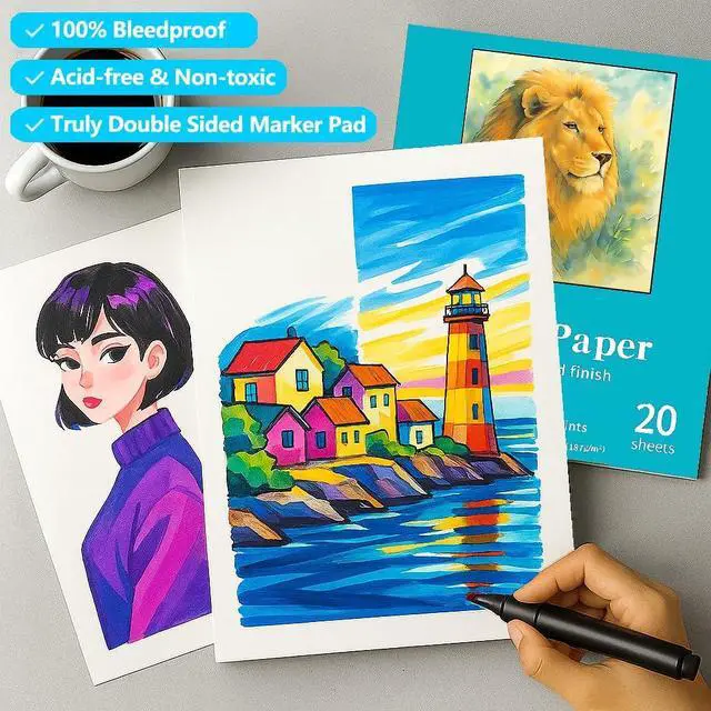Alt view image 5 of 7 - Canvas Painting Acrylic Sketch Book - 9x12 Inch, 20 Sheets (115lb/187g) | Mixed Media Sketchbook, Art Supplies for Adults & Kids Canvases Painting pad for Acrylic, Oil, Marker, Drawing, Sketching