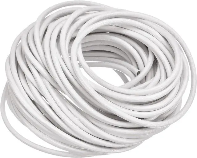 Main image of Round Leather Cord, 11 Yards 3mm Braiding Lacing String for Purse Handbag Shoelace DIY Crafts Bracelet Making, Pure White