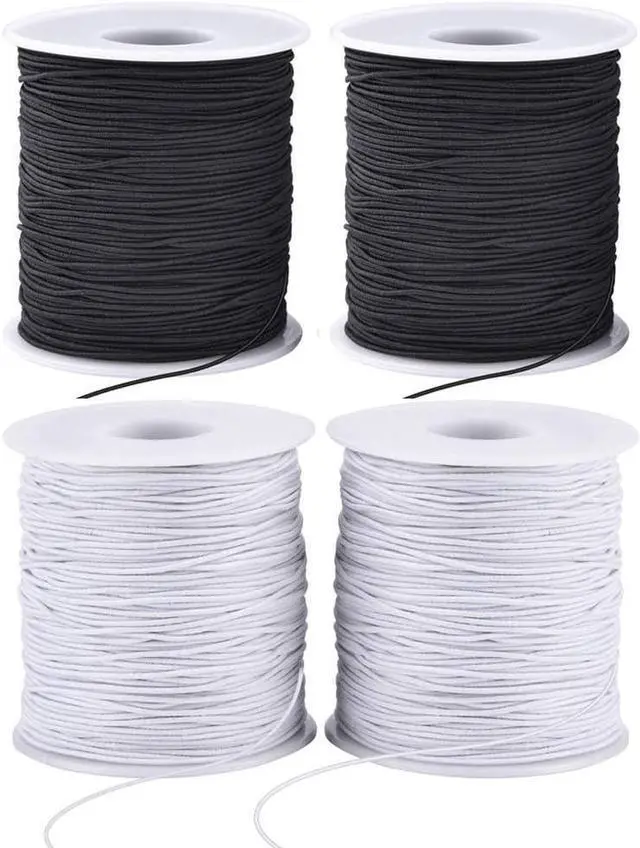 Main image of Stretchy String for Bracelets, 4 Rolls 1 mm Sturdy Elastic String Elastic Cord for Jewelry Making, Necklaces, Beading (2 Black+ 2 White)