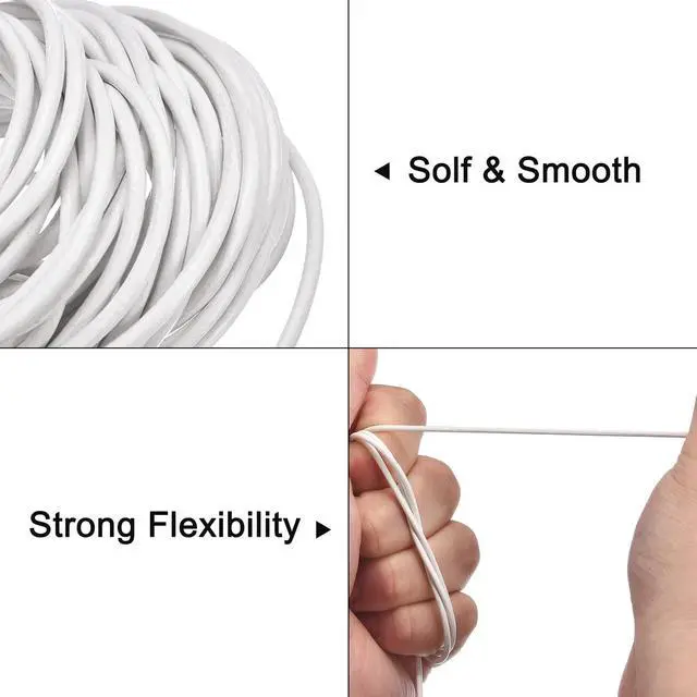 Alt view image 3 of 7 - Round Leather Cord, 11 Yards 3mm Braiding Lacing String for Purse Handbag Shoelace DIY Crafts Bracelet Making, Pure White