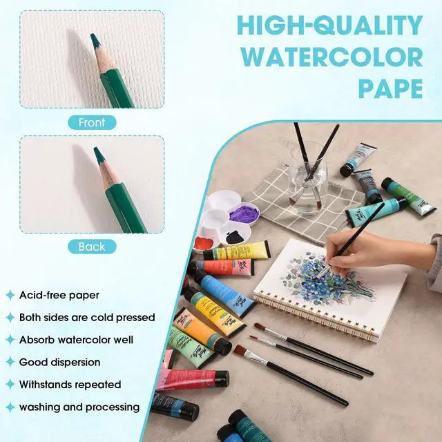Alt view image 6 of 7 - Watercolor Paper Pad 4"×6", 30 Sheets 140lb/300g Cold Press Book | Small Watercolor Sketchbook Spiral Bound Art Journal for Drawing & Painting gifts for Artists