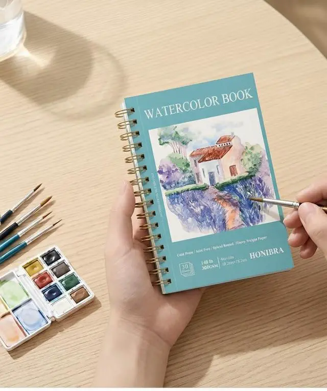 Alt view image 5 of 7 - Watercolor Paper Pad 4"×6", 30 Sheets 140lb/300g Cold Press Book | Small Watercolor Sketchbook Spiral Bound Art Journal for Drawing & Painting gifts for Artists