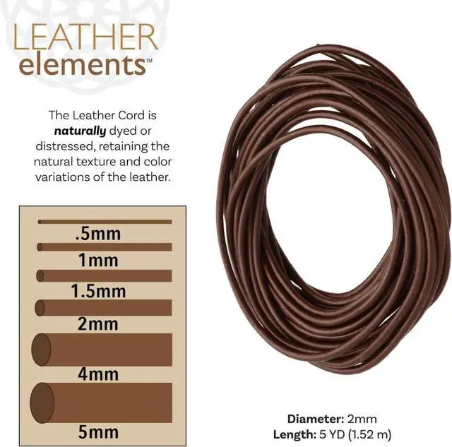 Alt view image 4 of 7 - Leather Cord Brown 2mm Spool 5 Yards/4.5 Meters Indian Leather Thong Ideal for Braiding, Beading, Necklaces, Fine Lacing, Hair Accessories & DIY Jewelry Making