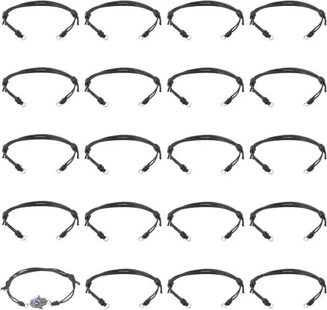 Alt view image 7 of 7 - Beadthoven 20Pcs Black Waxed Cord Bracelets Strings Waterproof Adjustable Polyester Cord Braided Knot Rope Friendship Bracelets with Metal Loops for Jewelry Making DIY Crafts Findings Halloween