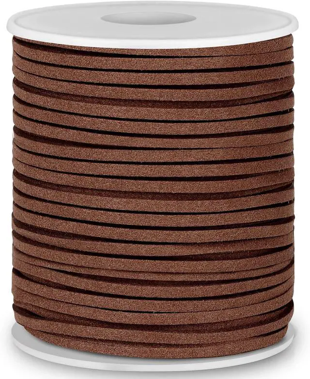 Main image of Flat Leather String Cord, Suede Ribbon for Jewelry Making, Leather Twine for Crafts, Thin Leather Shoe Laces for Boots, Faux Leather Strips for Bracelets, Necklaces (Dark Brown)