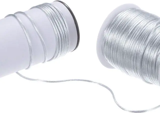 Alt view image 3 of 5 - Satin Nylon Cord String 2mm 330 Feet Silky Smooth Bracelets String for Macrame Kumihimo Chinese Knot Necklaces Beading Jewelry Making, Silver Tone