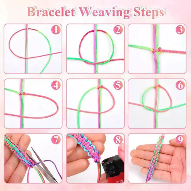 Alt view image 3 of 7 - Anezus Rainbow Color Nylon Cord, Nylon Craft String, Silky Satin Rattail Cord Beading String for Braided Bracelets, Pendants Necklace, Macrame Keychains, Lanyards, Drawstring Bags, DIY Crafts, Sewing