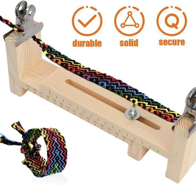 Alt view image 6 of 7 - Paracord Jig Bracelet Maker, Adjustable Wooden Braiding Tool with Clips | DIY Weaving Kit with 4 Metal Clips for Bracelets, Belts, Keychains and Lanyards, Suitable for Beginners