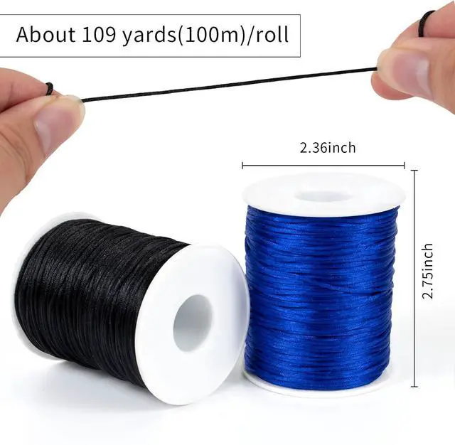 Alt view image 3 of 7 - 1.5mm Nylon Cord 328 Feet Satin Cord Nylon String for Bracelets, Bracelet Thread Bead String for Jewelry Making, Necklace, Chinese Knotting, Beading, DIY Crafts (Yellow)