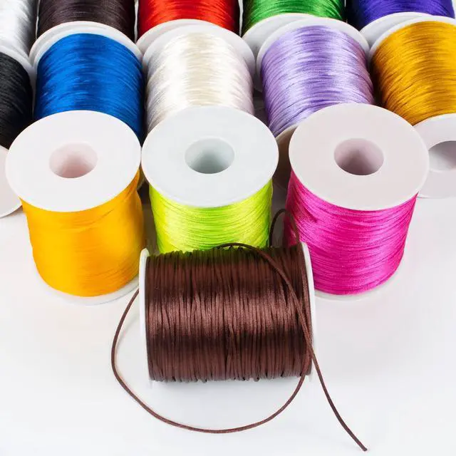 Alt view image 6 of 7 - 1.5mm Nylon Cord 328 Feet Satin Cord Nylon String for Bracelets, Bracelet Thread Bead String for Jewelry Making, Necklace, Chinese Knotting, Beading, DIY Crafts (Yellow)