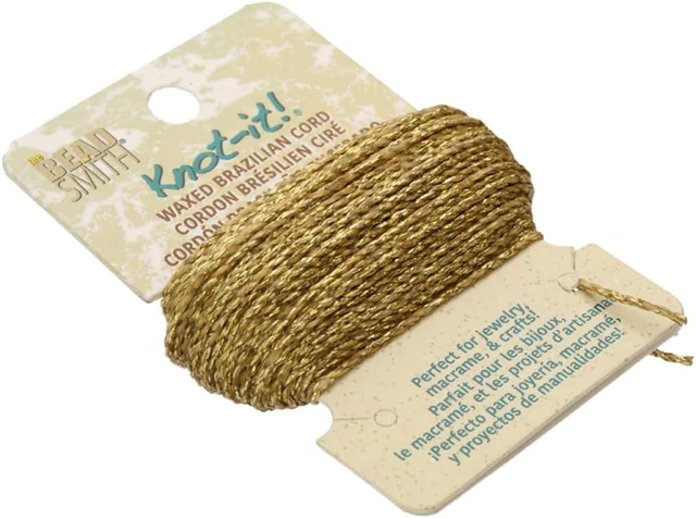 Alt view image 5 of 7 - Waxed Brazilian Cord Metallic Gold, 0.7 mm Diameter, Light Wax, 15 Yards (13.7 m)