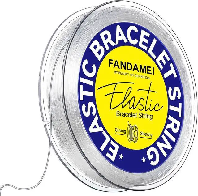 Main image of FANDAMEI 0.5mm Elastic Bracelets Strings Cord, Elastic Crystal Stretch Bead Cord for Jewelry Making, Clear Stretchy Elastic String Cord for Beading, Transparent Thread for Bracelet Necklace Making