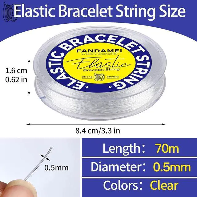 Alt view image 2 of 7 - FANDAMEI 0.5mm Elastic Bracelets Strings Cord, Elastic Crystal Stretch Bead Cord for Jewelry Making, Clear Stretchy Elastic String Cord for Beading, Transparent Thread for Bracelet Necklace Making