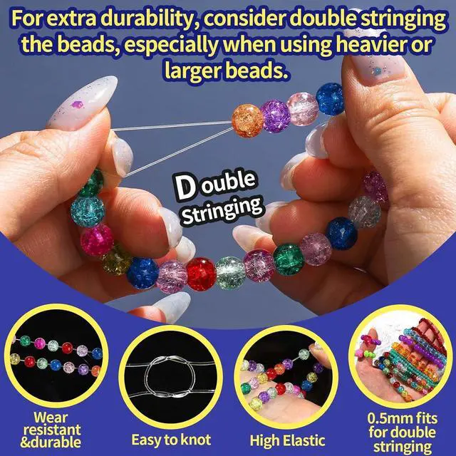 Alt view image 3 of 7 - FANDAMEI 0.5mm Elastic Bracelets Strings Cord, Elastic Crystal Stretch Bead Cord for Jewelry Making, Clear Stretchy Elastic String Cord for Beading, Transparent Thread for Bracelet Necklace Making