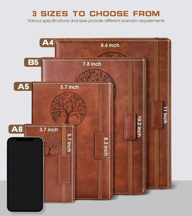 Alt view image 2 of 7 - A5 Hardcover Blank Journal Notebook, Leather Sketchbook for Drawing | 140 Unlined Pages Vintage Notebook, 5.7"×8.3" Travel Diary for Work, School, Art Journal, Daily Writing for Women & Men