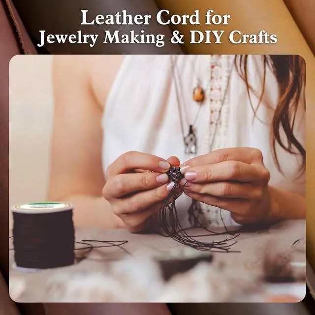 Alt view image 4 of 7 - 2 Rolls 100% Genuine Round Leather Cord for Jewelry Making & Leather Crafting, 2mm Thin Leather String Lace, Real Leather Rope for Crafts, Bracelets, Necklaces, Hanging, Braiding (Distressed Brown)
