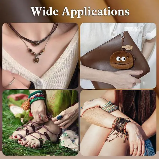 Alt view image 6 of 7 - 2 Rolls 100% Genuine Round Leather Cord for Jewelry Making & Leather Crafting, 2mm Thin Leather String Lace, Real Leather Rope for Crafts, Bracelets, Necklaces, Hanging, Braiding (Distressed Brown)