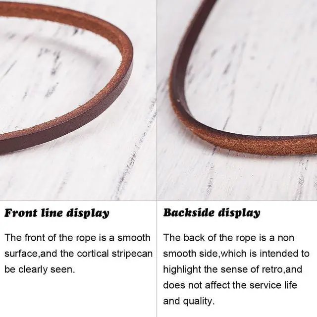 Alt view image 5 of 7 - 6.5ft Flat Genuine Leather Cord 3mm(1/8") Leather Braiding String Brown Strips Cord for Jewelry Making Shoe Lace Braided Bracelets Necklaces Handbags