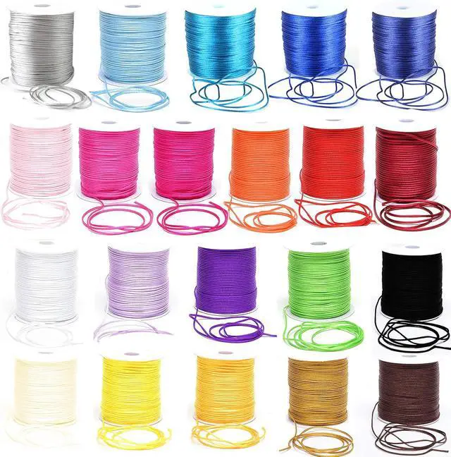 Alt view image 2 of 2 - 1mm 2mm Nylon Satin Cord Rattail DIY Silk Chinese Knot Shamballa Rattail Nylon Macrame Knotting Beading String Thread (Hot Pink, 1mm - 50 Yards)