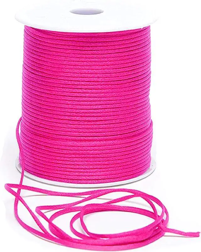 Main image of 1mm 2mm Nylon Satin Cord Rattail DIY Silk Chinese Knot Shamballa Rattail Nylon Macrame Knotting Beading String Thread (Hot Pink, 1mm - 50 Yards)