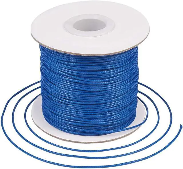 Alt view image 2 of 6 - 85 Yards Round Waxed Jewelry Beading String 1mm Korean Polyester Waxed Cord Threads Royal Blue Knotting Braiding Crafting Cord Ropes Wire for DIY Bracelet Macrame Necklace Jewelry Making