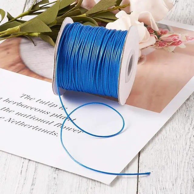 Alt view image 5 of 6 - 85 Yards Round Waxed Jewelry Beading String 1mm Korean Polyester Waxed Cord Threads Royal Blue Knotting Braiding Crafting Cord Ropes Wire for DIY Bracelet Macrame Necklace Jewelry Making
