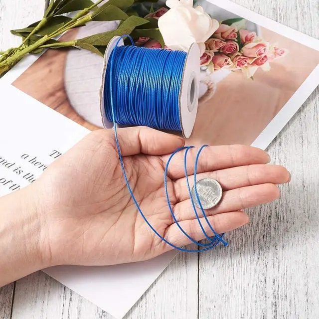 Alt view image 4 of 6 - 85 Yards Round Waxed Jewelry Beading String 1mm Korean Polyester Waxed Cord Threads Royal Blue Knotting Braiding Crafting Cord Ropes Wire for DIY Bracelet Macrame Necklace Jewelry Making