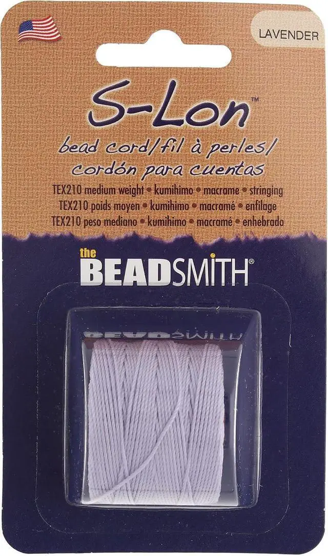 Alt view image 2 of 6 - S-Lon Bead Cord .5 mm Twisted Nylon Cord for Stringing, Lavender Color, TEX210, 77 Yard Spool
