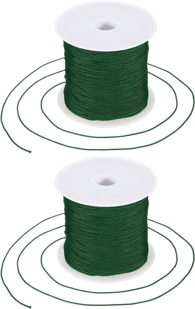 Main image of 2 Pcs 0.6mm Nylon String for Bracelets, 44 Yards Satin Nylon Beading Thread Chinese Knotting Cord for Jewelry Making DIY Craft Beading Friendship Necklace Bracelet(Dark Green)