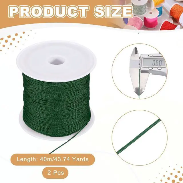 Alt view image 2 of 7 - 2 Pcs 0.6mm Nylon String for Bracelets, 44 Yards Satin Nylon Beading Thread Chinese Knotting Cord for Jewelry Making DIY Craft Beading Friendship Necklace Bracelet(Dark Green)