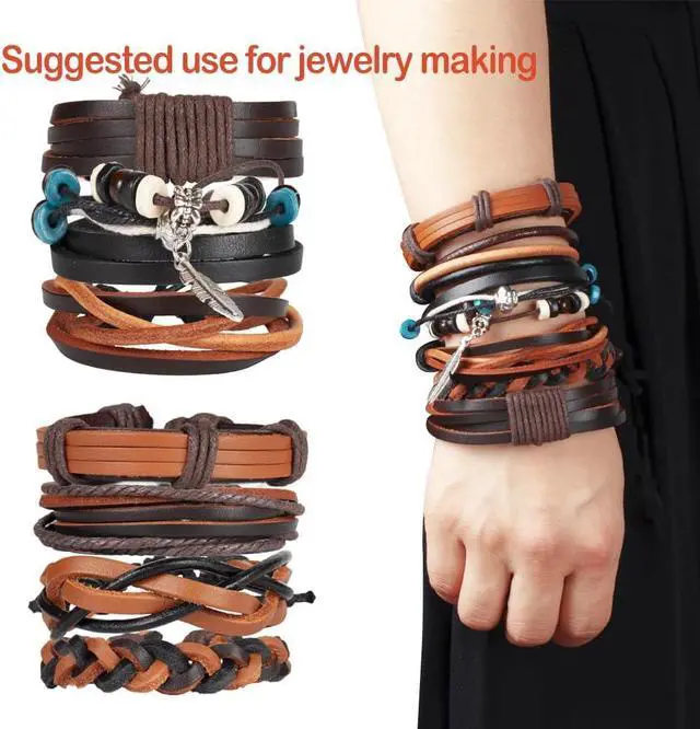 Alt view image 2 of 6 - Heavy Duty Strong 4 mm Genuine Leather Cord Braiding String for Jewelry Making Craft DIY Assorted Color Dark Brown 5 Meters (5+ Yards)