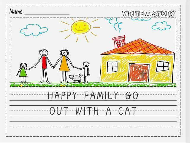 Main image of 50 Sheets Story Writing Paper Bulk Handwriting Practice Paper for Kids Diary with Picture Story Space and Dotted Lines 11x8.5 Primary Composition Notebooks for Kindergarten Toddlers