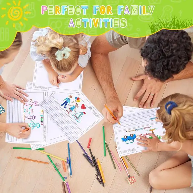 Alt view image 6 of 6 - 50 Sheets Story Writing Paper Bulk Handwriting Practice Paper for Kids Diary with Picture Story Space and Dotted Lines 11x8.5 Primary Composition Notebooks for Kindergarten Toddlers