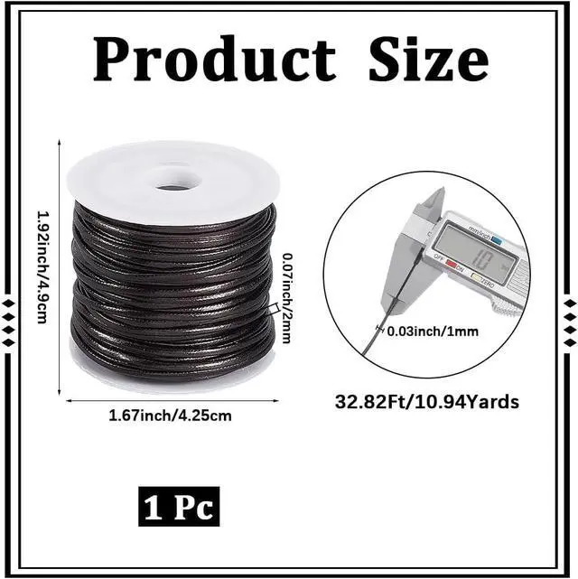 Alt view image 2 of 7 - 10.94 Yard 2MM Fold Over PU Leather Cord Flat Dark Brown Double Sided Leather Strip Thin Strap Cording Lace Rope Braiding Strip Thread for Jewelry Making Crafts Bracelet DIY Projects