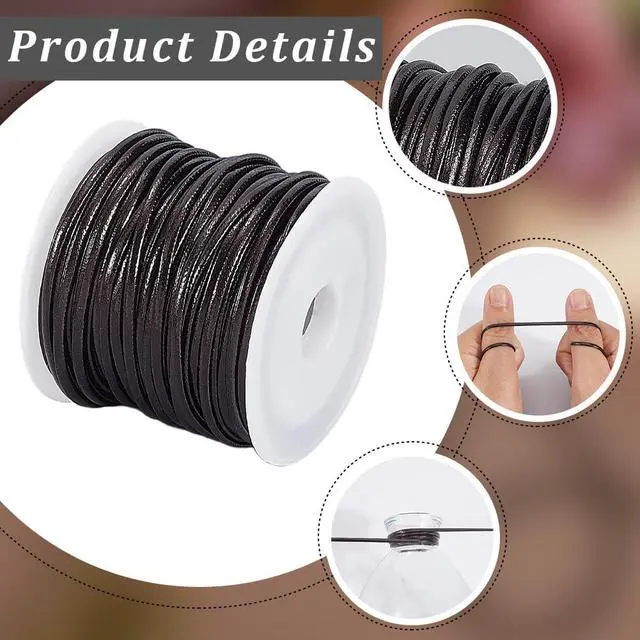 Alt view image 5 of 7 - 10.94 Yard 2MM Fold Over PU Leather Cord Flat Dark Brown Double Sided Leather Strip Thin Strap Cording Lace Rope Braiding Strip Thread for Jewelry Making Crafts Bracelet DIY Projects