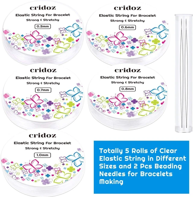 Alt view image 2 of 7 - Stretchy String for Bracelets, Cridoz 5 Rolls Clear Elastic String Stretch Cord Jewelry Bead Bracelet String with 2 Pcs Beading Needles for Seed Beads, Pony Beads