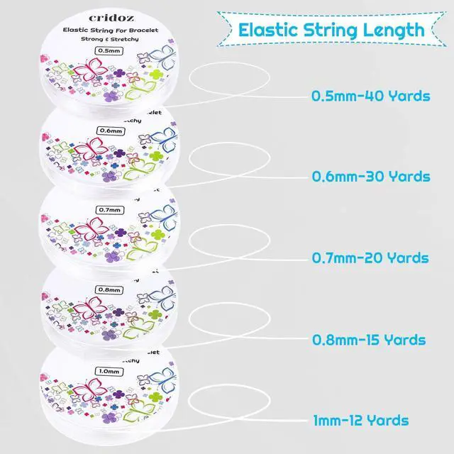 Alt view image 6 of 7 - Stretchy String for Bracelets, Cridoz 5 Rolls Clear Elastic String Stretch Cord Jewelry Bead Bracelet String with 2 Pcs Beading Needles for Seed Beads, Pony Beads