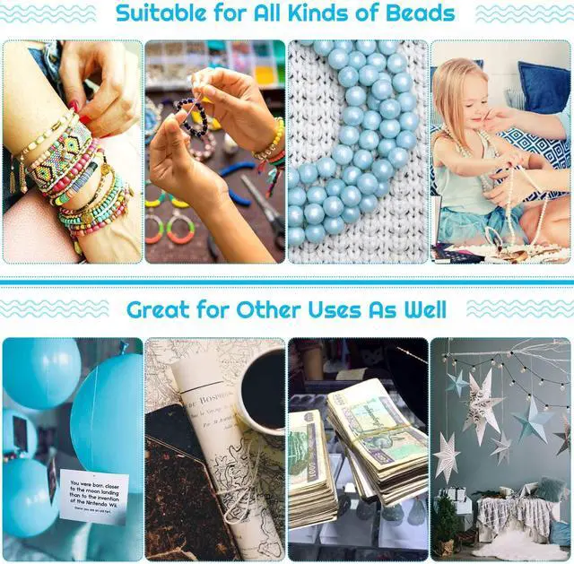 Alt view image 7 of 7 - Stretchy String for Bracelets, Cridoz 5 Rolls Clear Elastic String Stretch Cord Jewelry Bead Bracelet String with 2 Pcs Beading Needles for Seed Beads, Pony Beads
