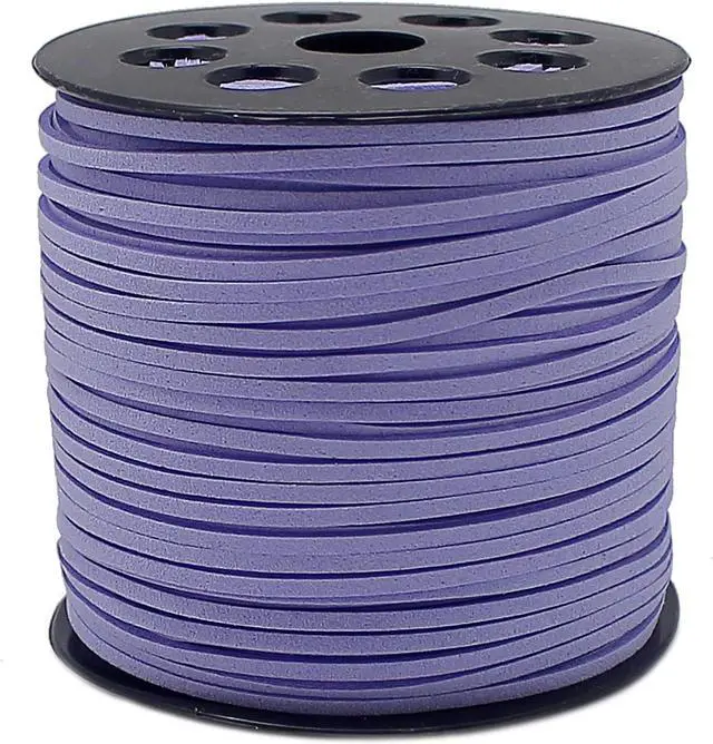 Main image of 100 Yards Suede Cord, 2.65mm Flat Faux Leather Cord with Roll Spool Beading Craft Thread for Necklaces, Bracelets, Jewelry Making, Beading and DIY Handmade Crafts (Violet)