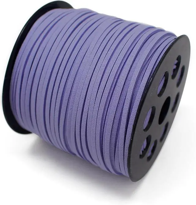 Alt view image 2 of 7 - 100 Yards Suede Cord, 2.65mm Flat Faux Leather Cord with Roll Spool Beading Craft Thread for Necklaces, Bracelets, Jewelry Making, Beading and DIY Handmade Crafts (Violet)