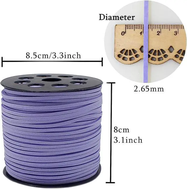 Alt view image 5 of 7 - 100 Yards Suede Cord, 2.65mm Flat Faux Leather Cord with Roll Spool Beading Craft Thread for Necklaces, Bracelets, Jewelry Making, Beading and DIY Handmade Crafts (Violet)