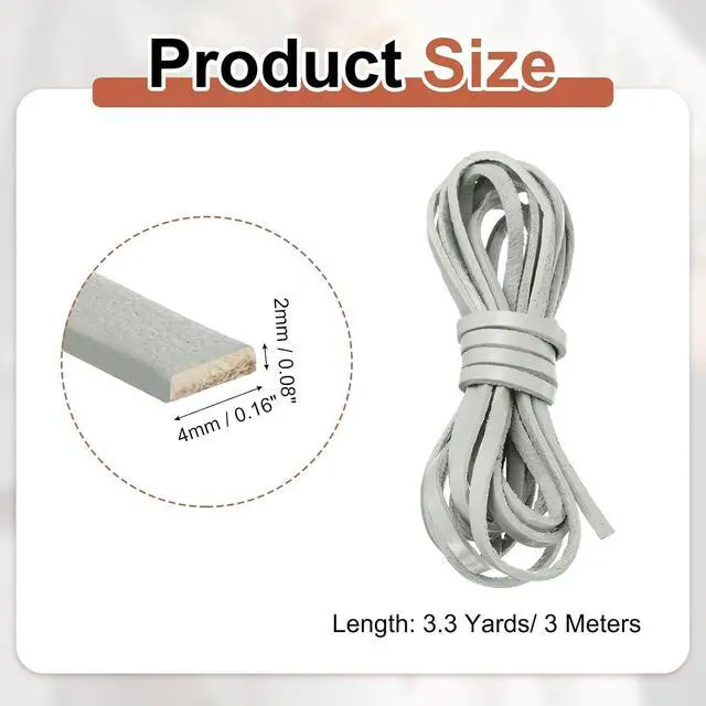 Alt view image 2 of 6 - Flat Leather Cord, 3.3 Yard 3mm Leather String Strips Lacing for DIY Crafts Making Bracelet Purse Strap, Grass Green