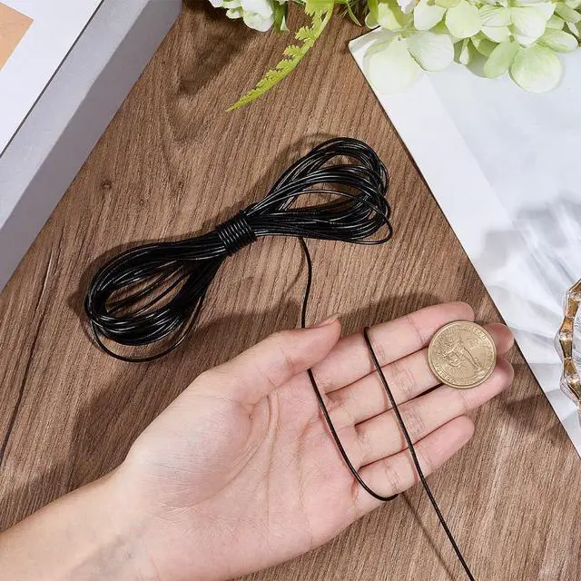 Alt view image 3 of 7 - 10.94 Yards Genuine Leather Round Cord for Jewelry Making 1.5mm Black Cowhide Leather String Lace Cording Rope Braiding Strip Thread with Organza Gift Bags for Crafting Necklace Bracelets