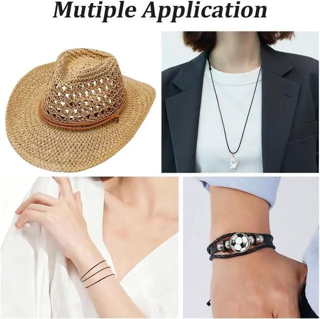 Alt view image 5 of 7 - 10.94 Yards Genuine Leather Round Cord for Jewelry Making 1.5mm Black Cowhide Leather String Lace Cording Rope Braiding Strip Thread with Organza Gift Bags for Crafting Necklace Bracelets