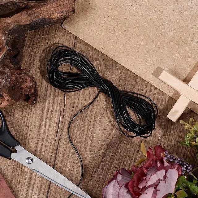 Alt view image 4 of 7 - 10.94 Yards Genuine Leather Round Cord for Jewelry Making 1.5mm Black Cowhide Leather String Lace Cording Rope Braiding Strip Thread with Organza Gift Bags for Crafting Necklace Bracelets