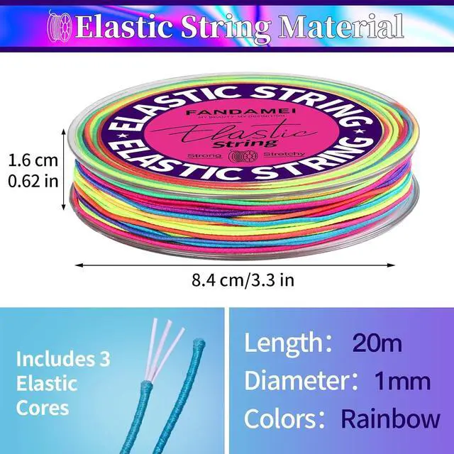Alt view image 2 of 7 - FANDAMEI 1mm Elastic String for Bracelets, Elastic Bracelets Beading Cord Stretchy Rainbow, Stretch Bead Cord for Jewelry Making, Sturdy Thread for Bracelet Necklace Crafts Christmas DIY Colorful