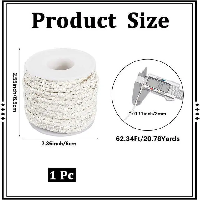 Alt view image 2 of 7 - 20.78 Yard 3MM Braided PU Leather Bolo Cord Round White Woven Leather Folded Bolo Tie String Lace Cording Rope Braiding Strip Thread for Jewelry Making Crafts Necklace Bracelets Beading